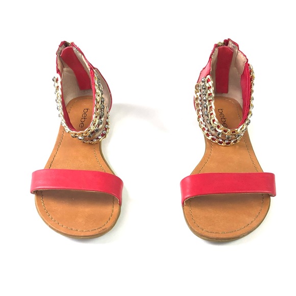 Bebe Mandy Red Flat Sandals - Picture 3 of 10